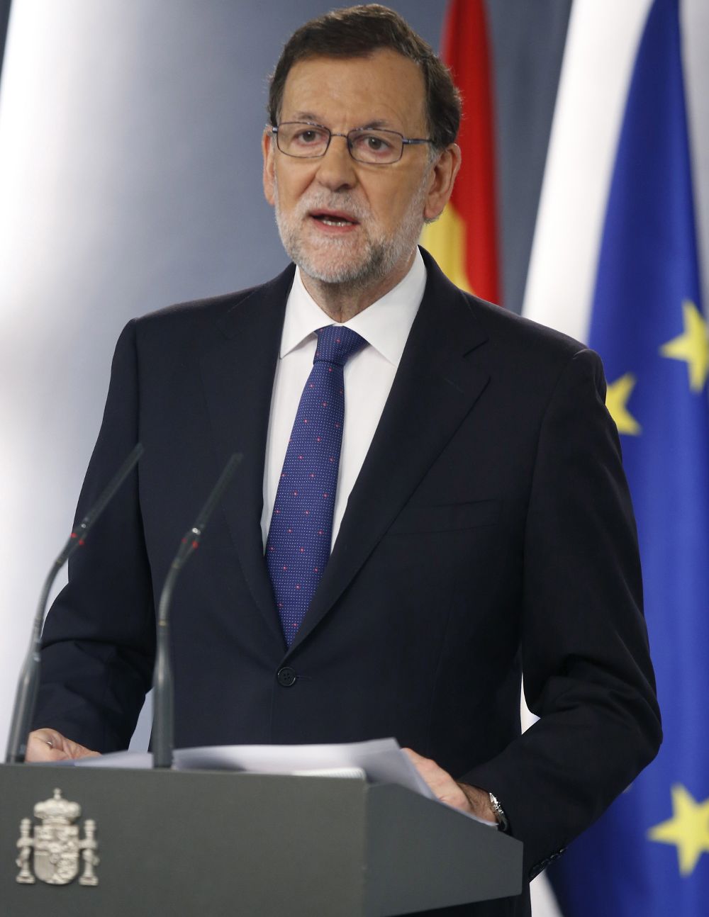 Rajoy, durante su comparecencia a primera hora de la mañana.