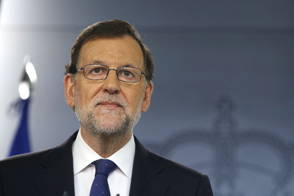 Mariano Rajoy durante su comparecencia a primera hora de la mañana en el Palacio de La Moncloa.