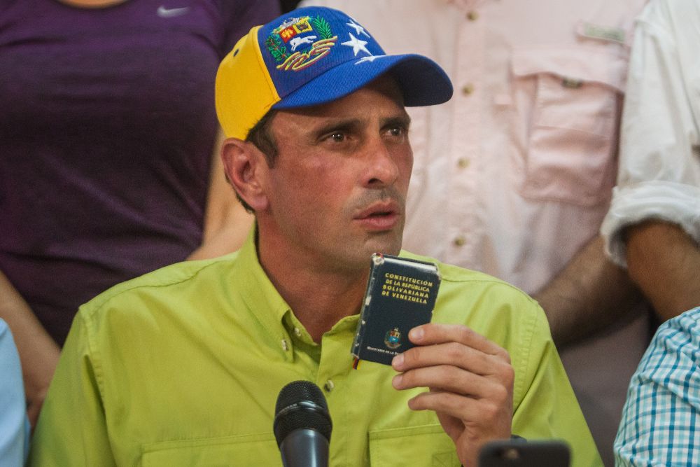 El dirigente opositor Henrique Capriles ofreció una rueda de prensa, ayer, viernes, para explicar la marcha del revocatorio.
