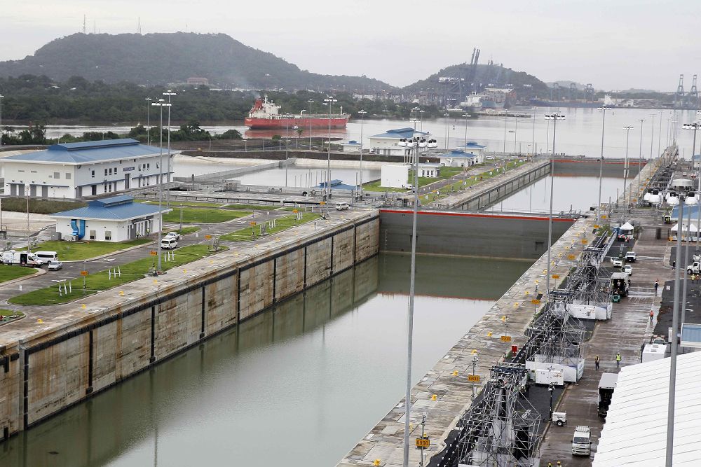 Vista de la ampliación del canal de Panamá.