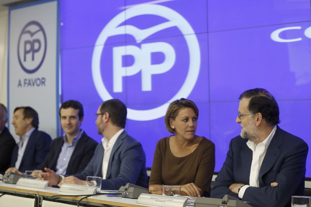Reunión del Comité Ejecutivo Nacional del PP que decide sobre las condiciones que ha puesto Ciudadanos para negociar la investidura de Mariano Rajoy.