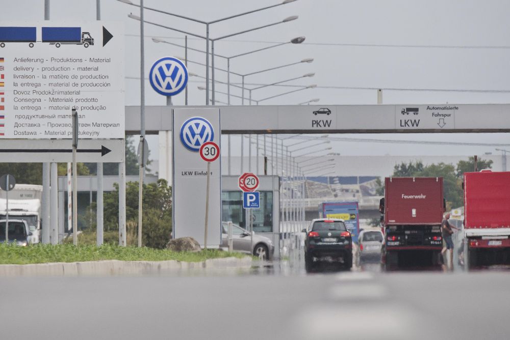 Entrada de la fábrica de Volkswagen en Wolfsburgo, Alemania.