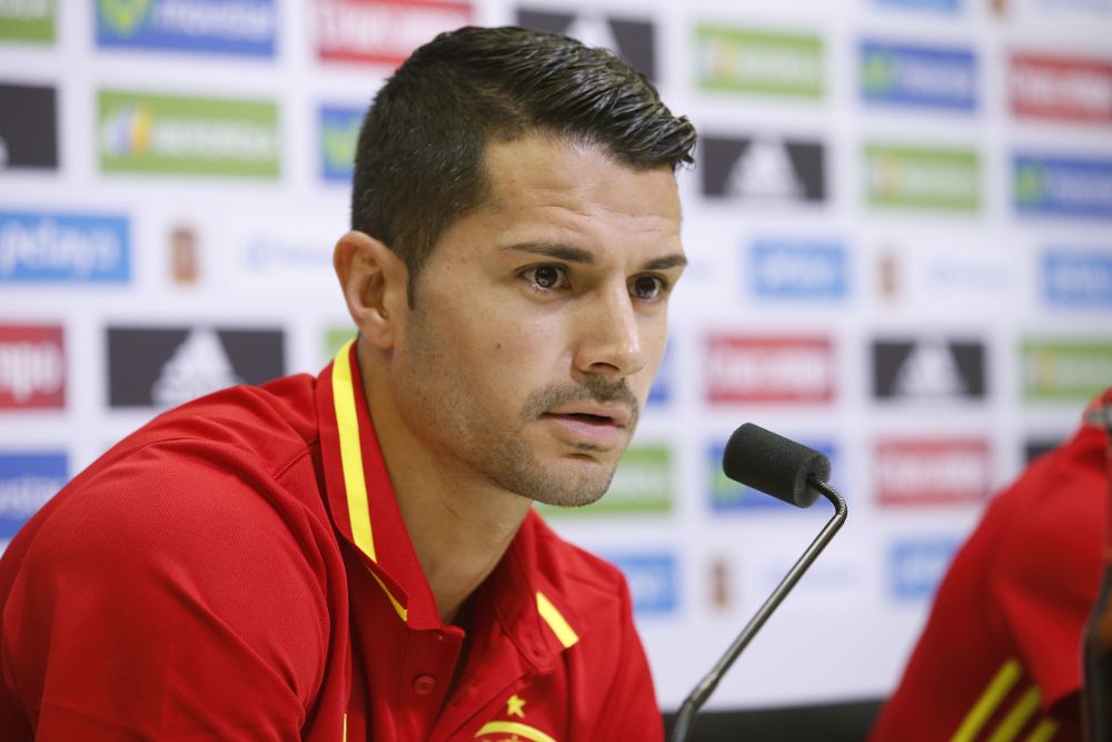 El jugador de la selección española Víctor Machín Pérez 'Vitolo', durante la rueda de prensa.
