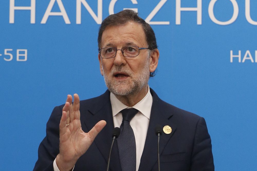 El presidente del Gobierno español en funciones, Mariano Rajoy, durante la rueda de prensa que ha ofrecido hoy al término de la cumbre del G20.