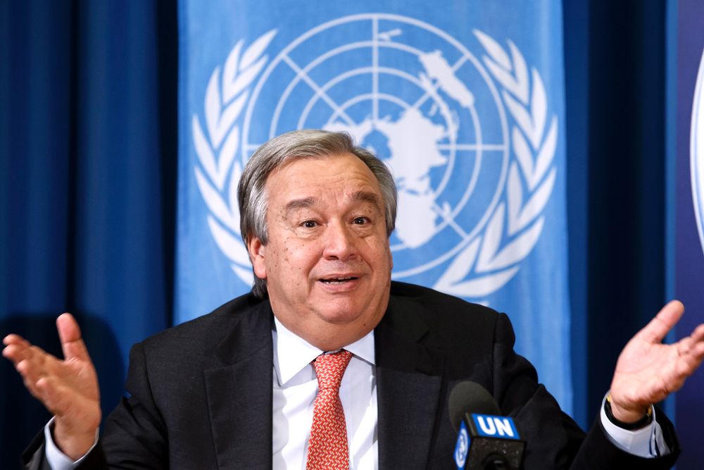 Fotografía del 9 de noviembre de 2014 que muestra a Antonio Guterres durante una cumbre de la ONU en Ginebra, Suiza.
