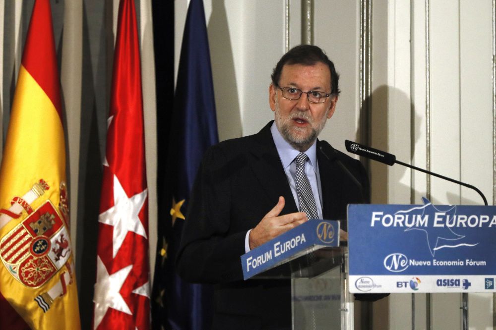 Mariano Rajoy, durante su intervención, hoy en un desayuno informativo del Fórum Europa.
