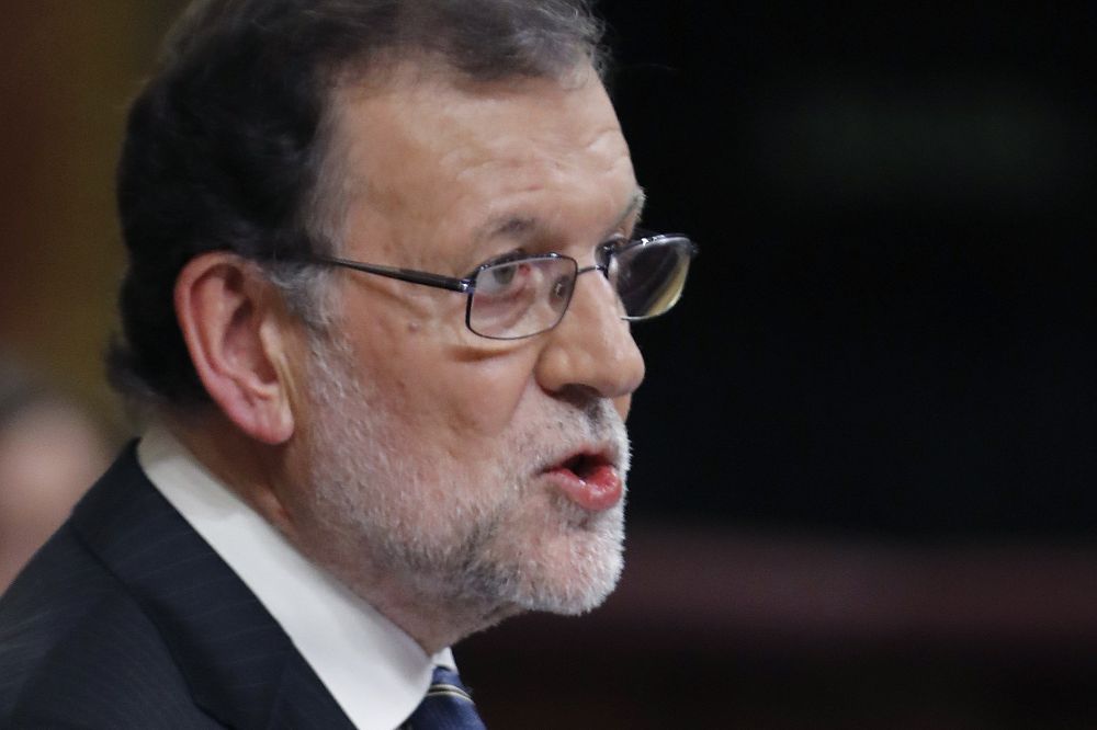 El presidente del Gobierno en funciones y líder del PP, Mariano Rajoy, durante su discurso de investidura, esta tarde en el Congreso de los Diputados.