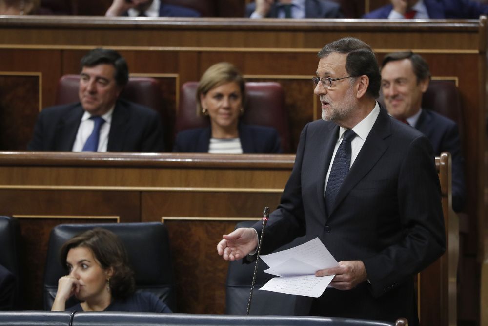 Mariano Rajoy, durante una de sus intervenciones en la sesión de la tarde de la segunda jornada del debate de su investidura.
