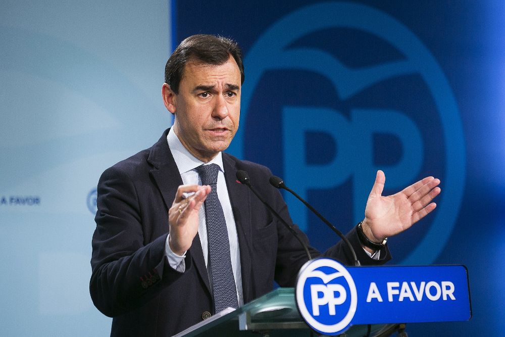 El vicesecretario de Organización del Partido Popular, Fernando Martínez-Maíllo, durante la rueda de prensa posterior a la reunión del Comité de Dirección del partido.