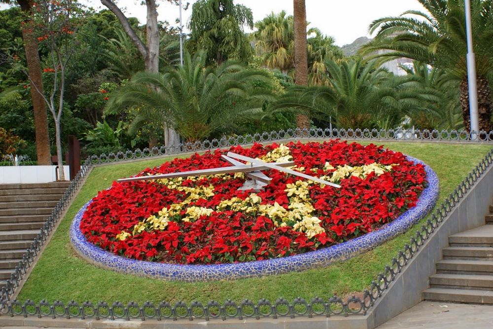 El reloj de flores del parque García Sanabria ya luce las flores de pascua.