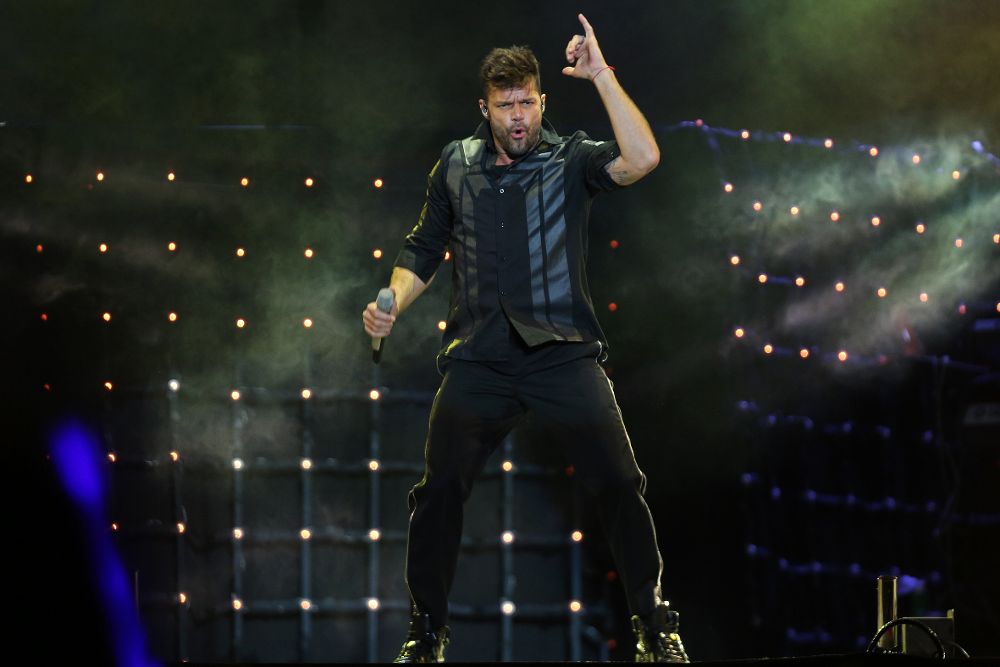 El cantante Ricky Martin en un concierto parte su gira One World Tour 2016 en La Paz (Bolivia).
