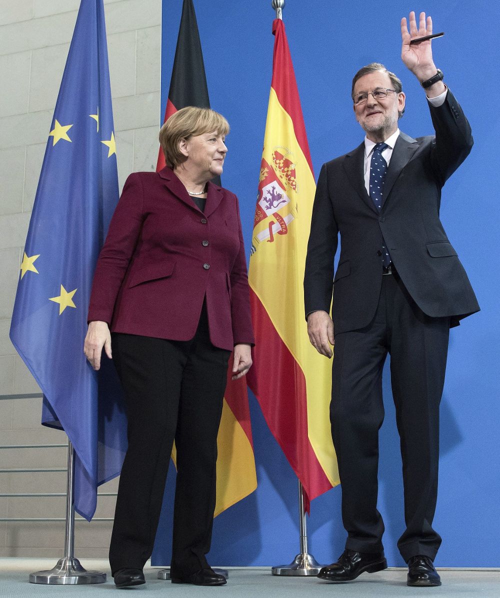 Angela Merkel y Mariano Rajoy durante su rueda de prensa.