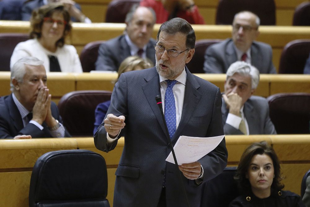 El presidente del Gobierno, Mariano Rajoy, interviene en el Senado durante la primera sesión de control al Gobierno de esta legislatura.