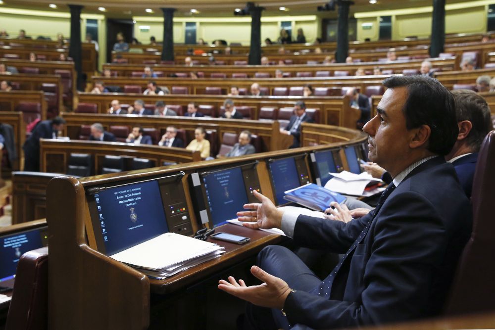 El diputado del PP Fernando Martínez Maíllo esta tarde durante el pleno del Congreso de los Diputados.