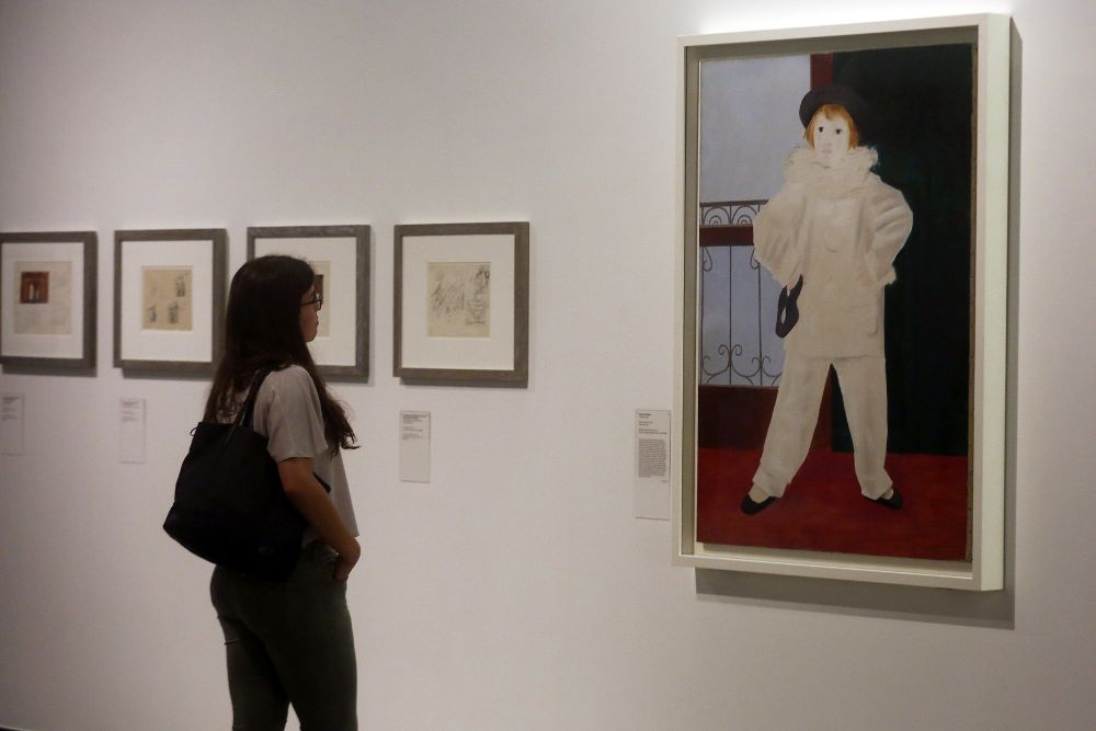 Una mujer visita el 13 de diciembre de 2016, la exposición "Picasso: Mano erudita, ojo salvaje", que se exhibe en el Centro Cultural del Palacio de La Moneda, en Santiago de Chile (Chile).