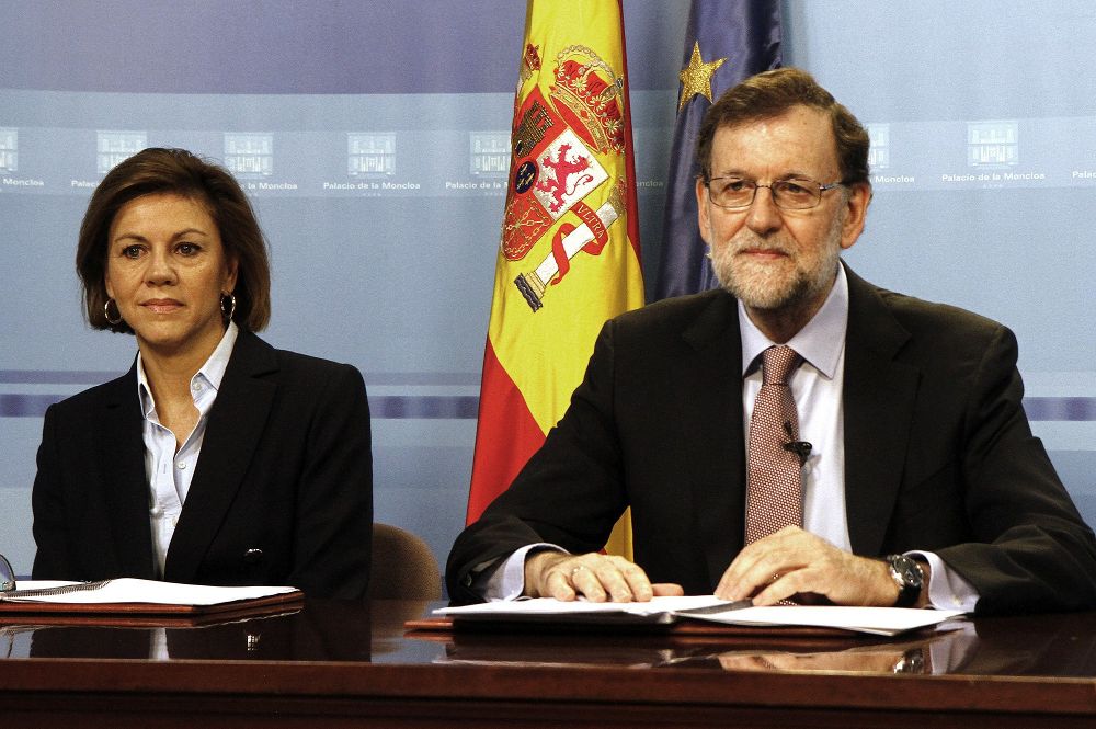Mariano Rajoy junto a María Dolores de Cospedal.