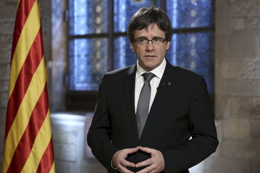 Carles Puigdemont, durante el mensaje institucional a los ciudadanos con motivo del Fin de Año.
