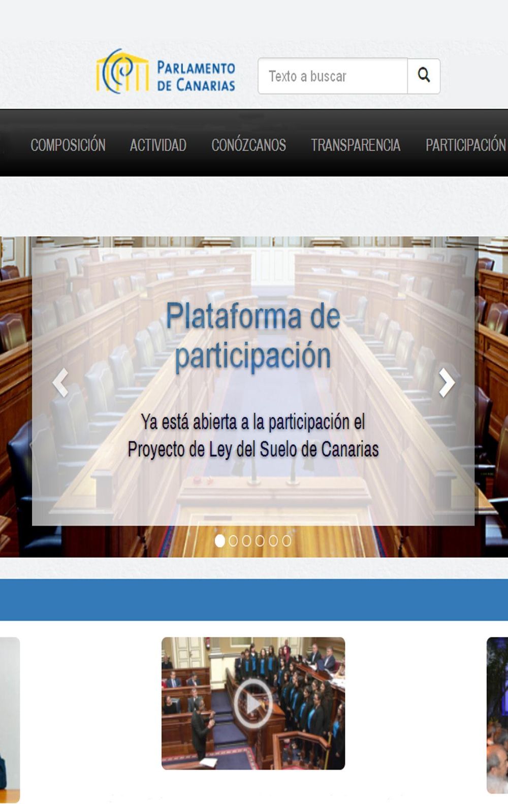 Web de pariticipación del Parlamento canario.