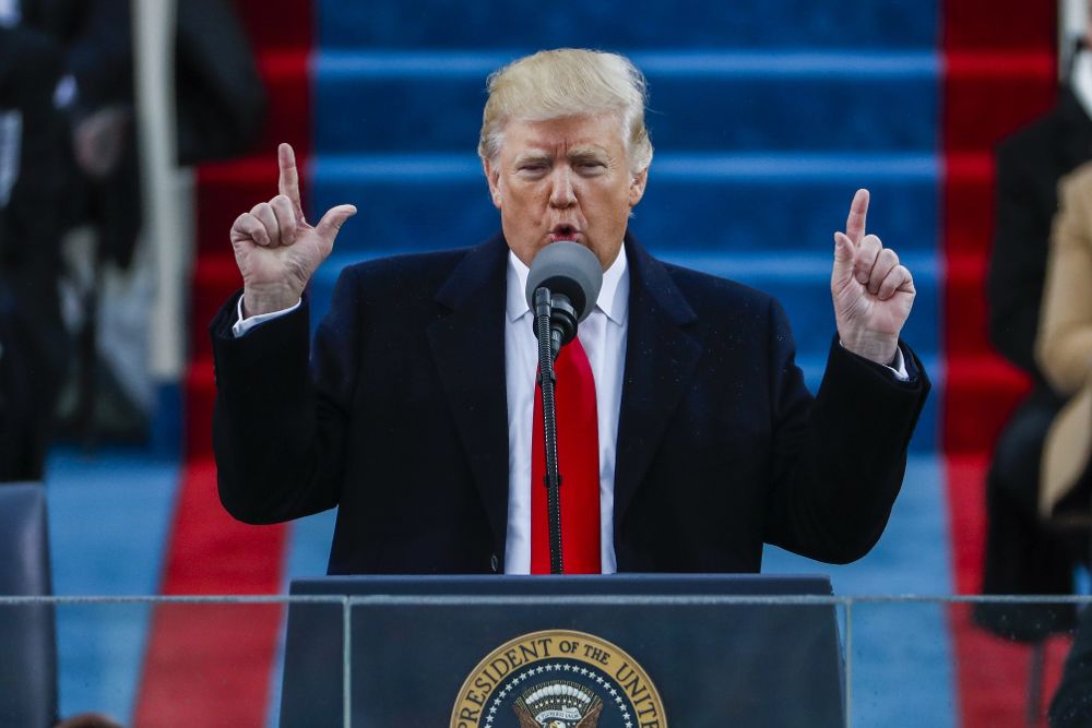 El presidente de EE.UU., Donald J. Trump, pronuncia su discurso.