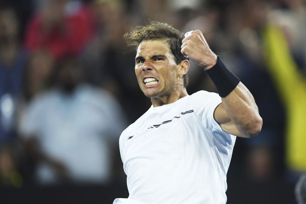El tenista español Rafael Nadal celebra su pase a las semifinales del Abierto de Australia.