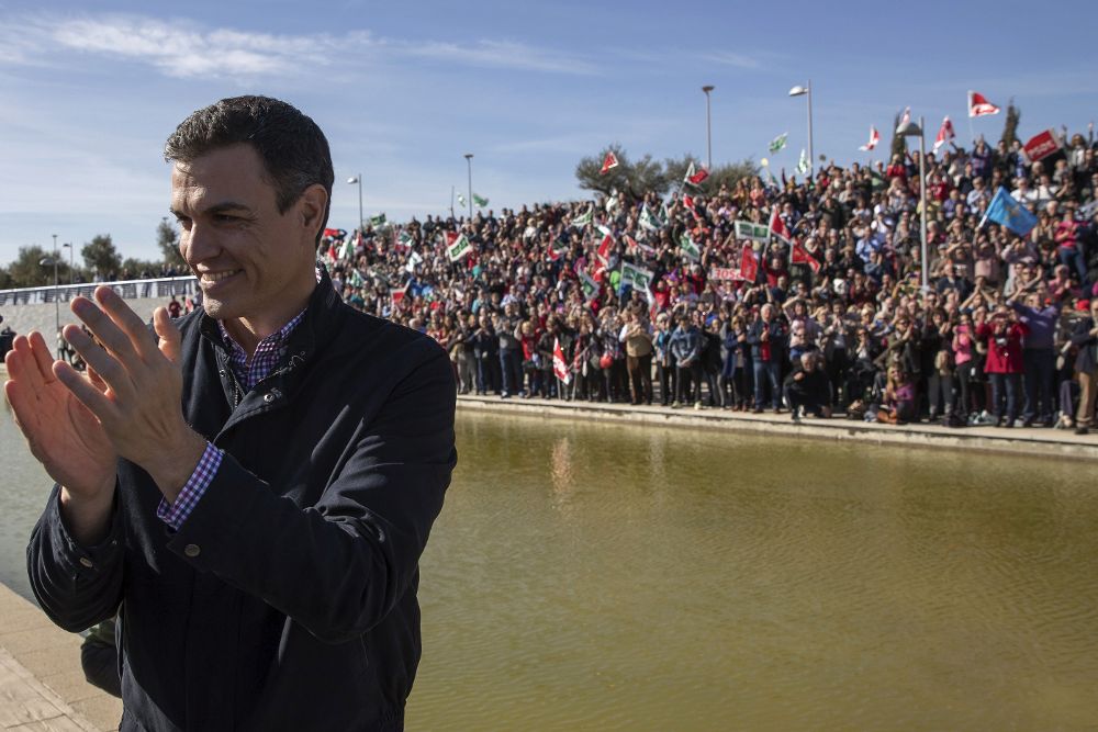 El exsecretario general del PSOE Pedro Sánchez en el Parque Tecnológico de Dos Hermanas (Sevilla), donde anunció la semana pasada que se presentará a las primarias.
