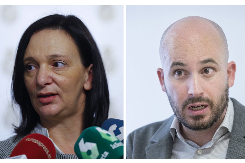 Carolina Bescansa y el responsable de Economía del partido, Nacho Álvarez, que han anunciado que renuncian a formar parte de la Ejecutiva del partido que sea elegida en la asamblea de Vistalegre II.