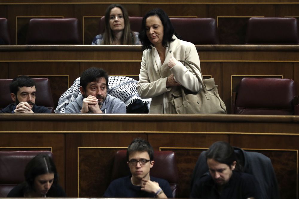 Varios diputados del grupo parlamentario de Podemos en el Congreso.