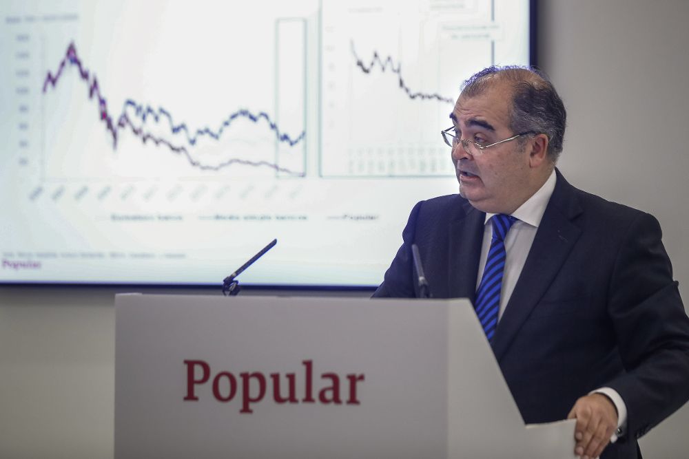 El presidente del Banco Popular, Ángel Ron, durante la presentación de los resultados de 2016.