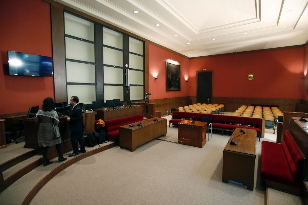 Imagen de la sala del vistas del TSJCat donde a partir del lunes comenzará el juicio al expresidente catalán Artur Mas y las exconselleras Irene Rigau y Joana Ortega.