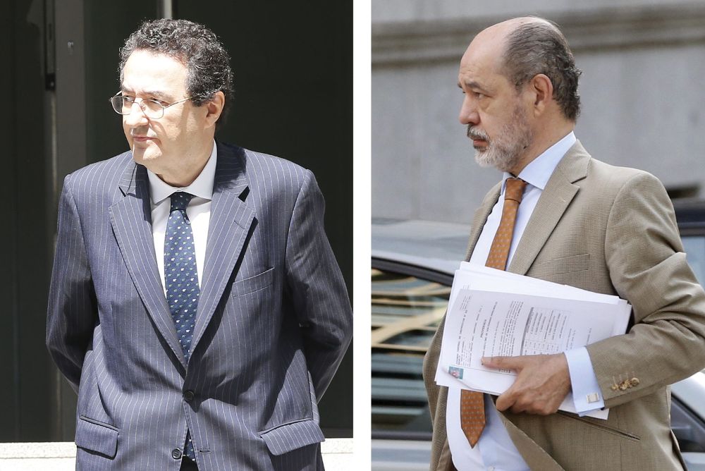 Fotos de archivo, fechadas en Madrid, de Mariano Herrera (i), director general de supervisión del Banco de España, y de su número dos, Pedro Comín.
