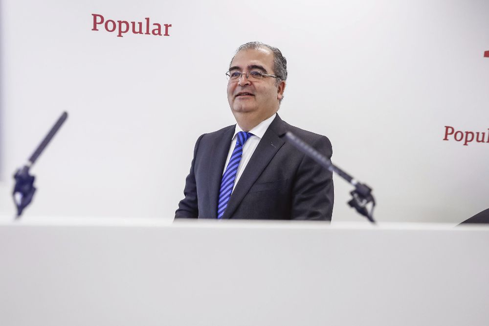 El ya expresidente del Banco Popular, Ángel Ron, durante la presentación de los resultados de 2016.
