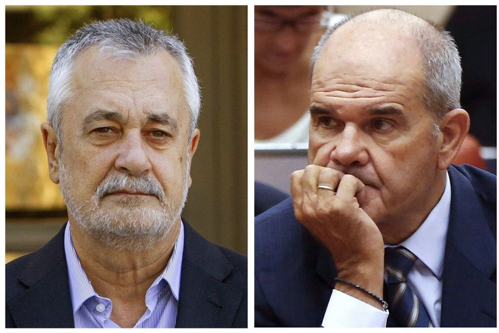 Los expresidentes andaluces Manuel Chaves,(d) y José Antonio Griñán.