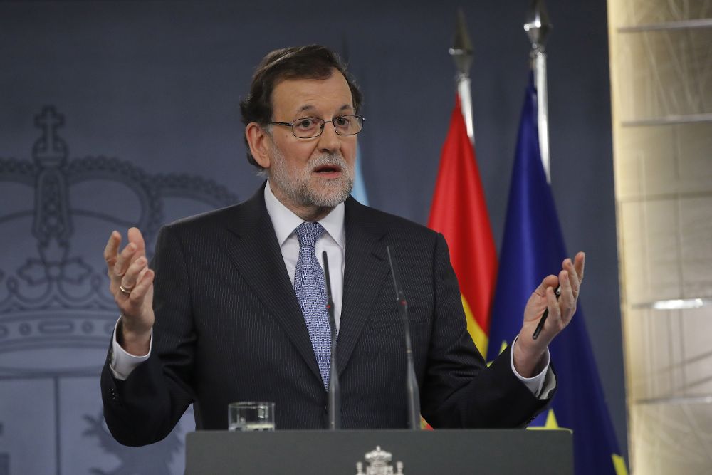 El presidente del Gobierno español, Mariano Rajoy, durante la rueda de prensa ofrecida junto al presidente argentino.