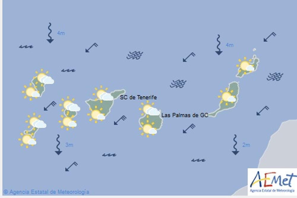 Mapa previsto por la Agencia Estatal de Meteorología para hoy, entre las 12 y las 24 horas.