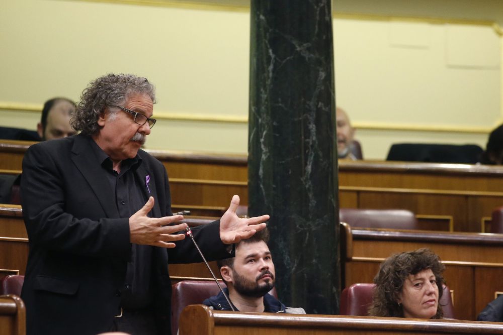 El portavoz de ERC, Joan Tardá, durante su intervención en la sesión de control al Gobierno.