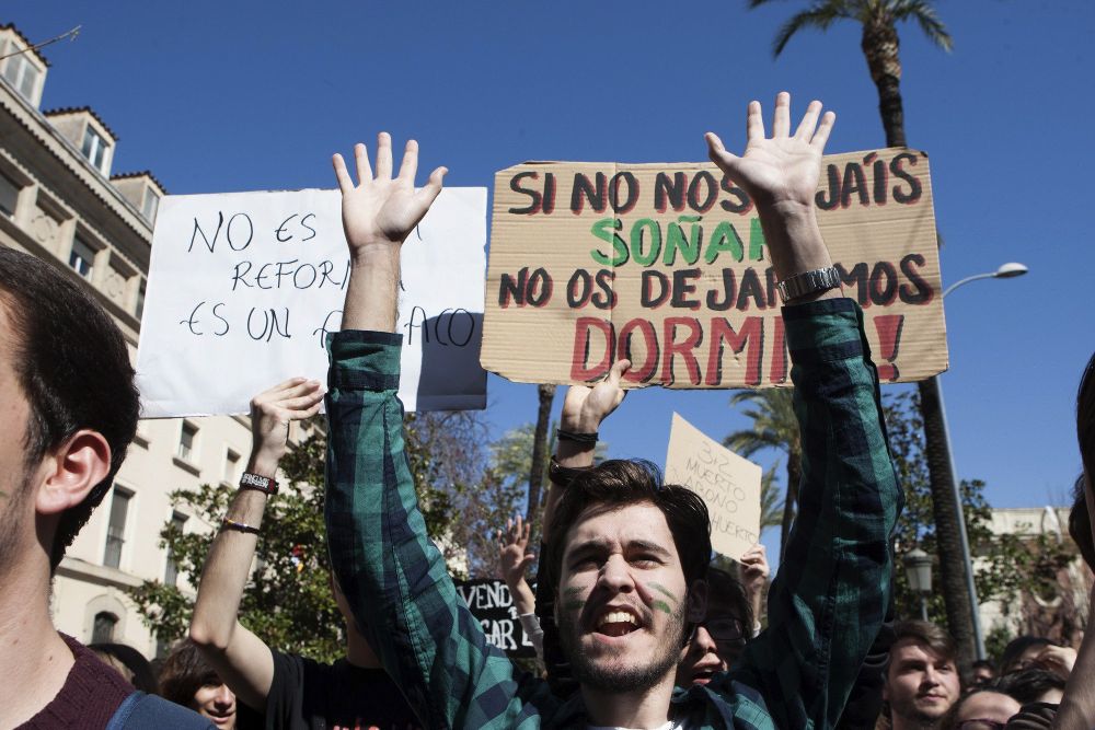 Manifestación de estudiantes en Badajoz.