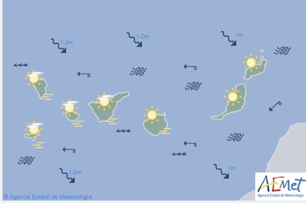 Mapa facilitado por la Agencia Estatal de Meteorología, válido desde las 12 a las 24 horas de hoy, sábado.