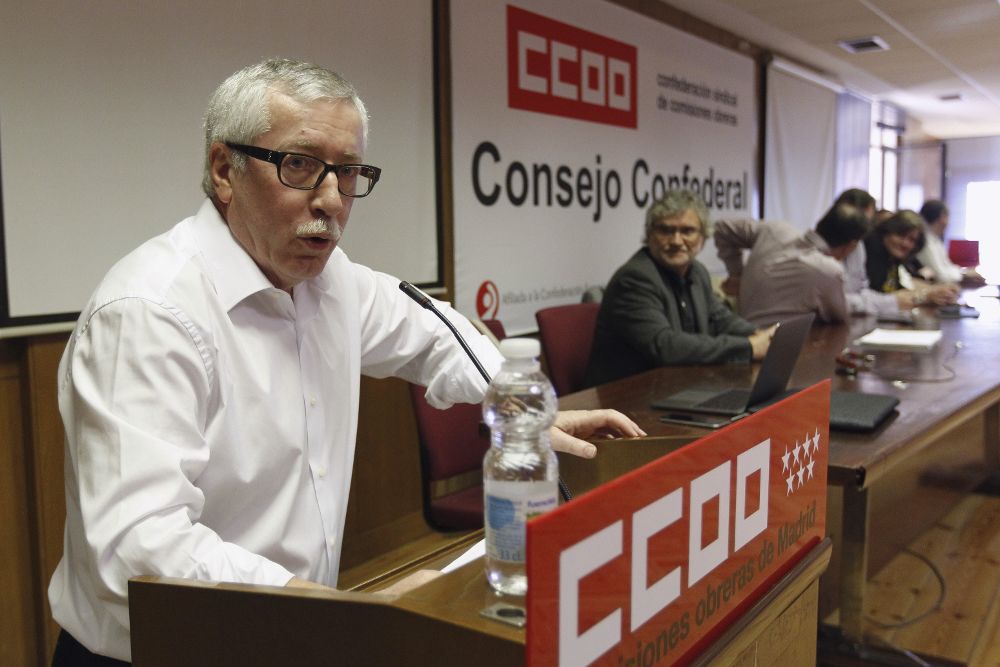 El secretario general de CCOO, Ignacio Fernández Toxo, durante su intervención en la reunión extraordinaria del Consejo Confederal del sindicato.