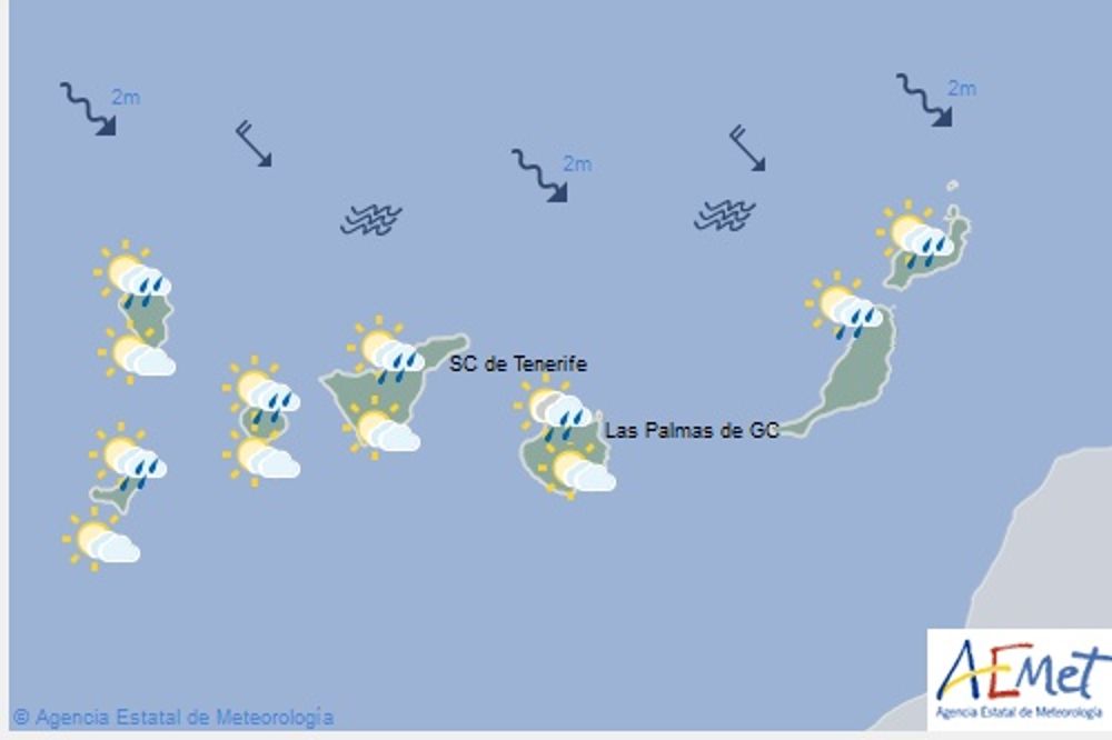 Mapa de la Agencia Estatal de Meteorología, válido para hoy de 12 a 24 horas.