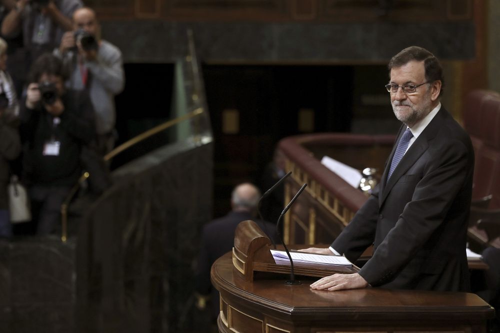 El presidente del Gobierno, Mariano Rajoy, durante su intervención ante el pleno del Congreso donde expone las conclusiones del último Consejo Europeo.