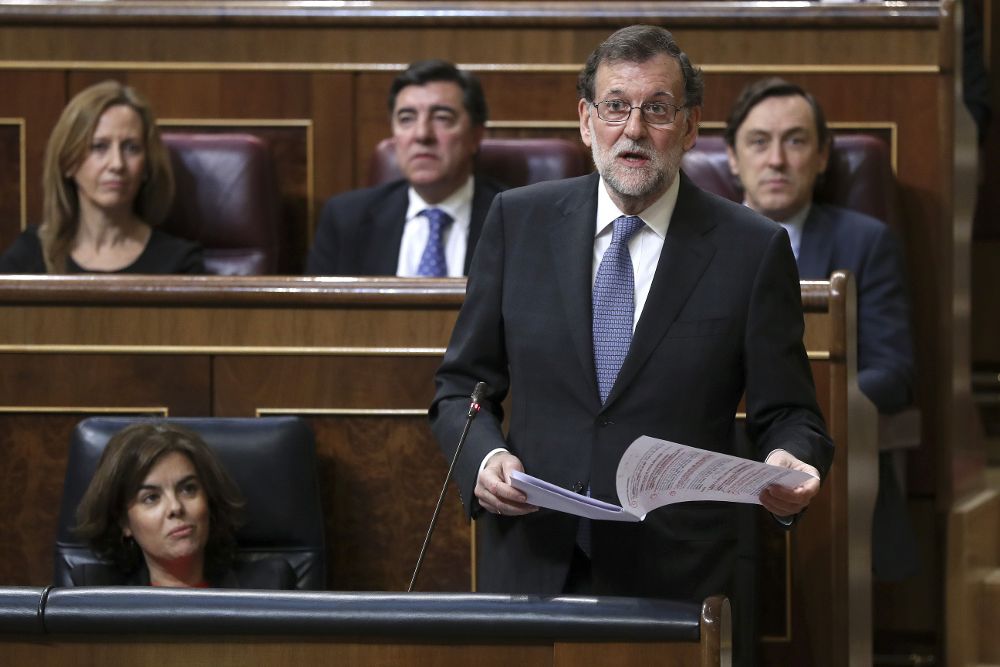 El presidente del Gobierno, Mariano Rajoy,durante la sesión de control al Gobierno celebrada hoy en el Congreso de los Diputados.