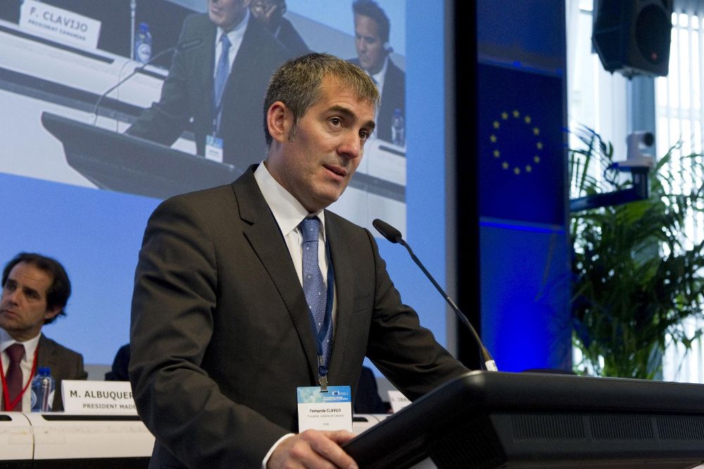Fernando Clavijo durante su intervencion en el Foro de las Regiones Ultraperiféricas de la UE.