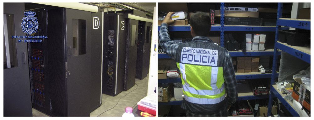 Fotografías facilitadas por la Policía Nacional, que ha desmantelado uno de los mayores distribuidores ilegales de señal por IPTV (Televisión por IP-Internet).