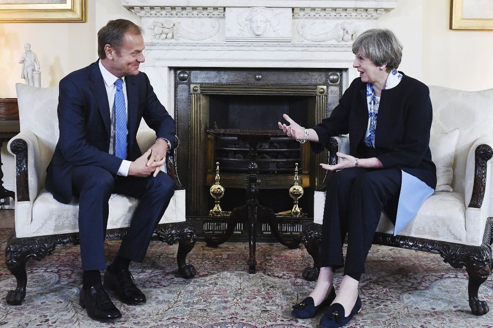 La primera ministra británica, Theresa May y el presidente del Consejo Europeo, Donald Tusk, durante su encuentro en el número 10 de Downing Street.
