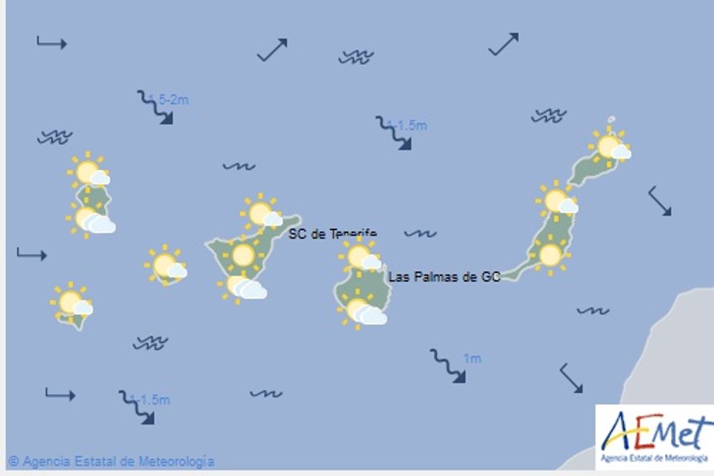 Mapa de la Agencia Estatal de Meteorología válido para hoy, lunes, de 12 a 24 horas.