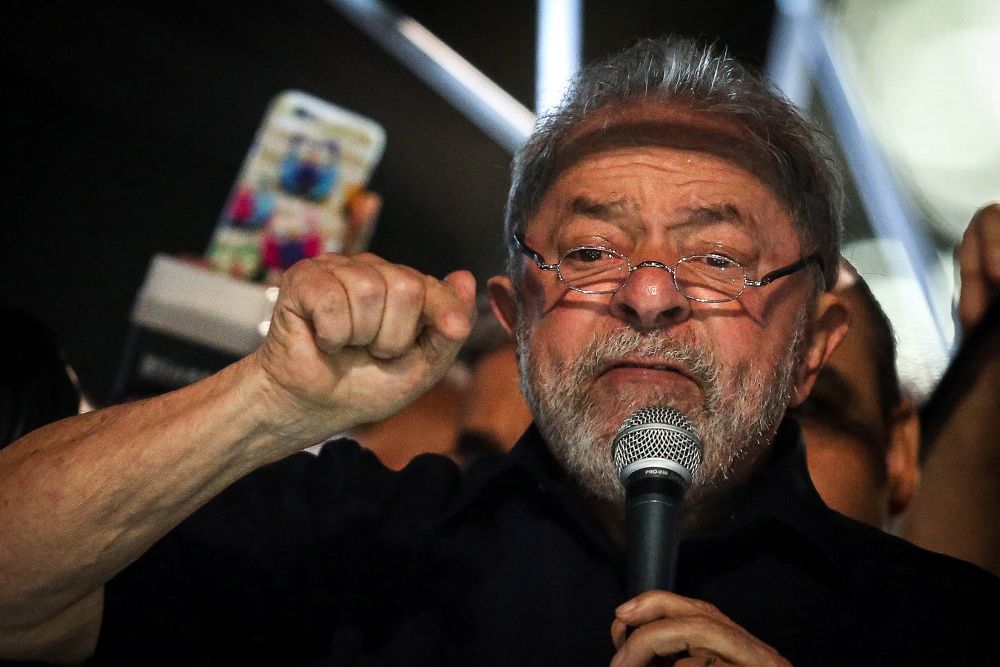Luiz Inacio Lula da Silva durante una manifestación en Sao Paulo.