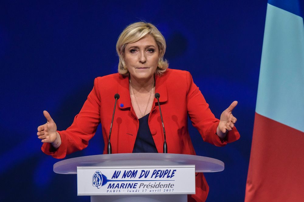 La líder y candidata del partido Frente Nacional (FN) a la presidencia de Francia, Marine Le Pen.