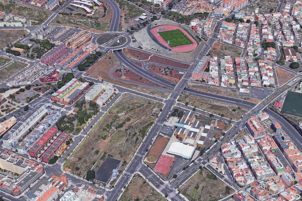 Vista aérea de la parcela donde el Gobierno canario quiere construir la Ciudad de la Justicia.
