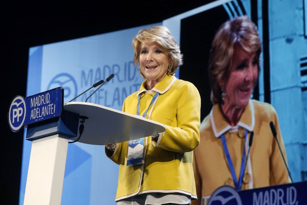 La expresidenta regional y del PP de Madrid, Esperanza Aguirre, durante su intervención en el XVI Congreso del PP de Madrid.