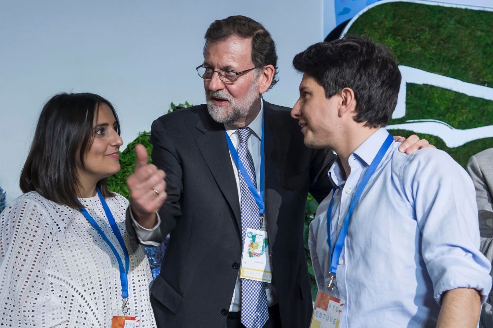 Mariano Rajoy, durante la inauguración esta tarde del XIV Congreso Nacional de Nuevas Generaciones, que se celebra en Sevilla.